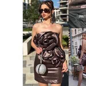 Zara fav blogger flowers voluminous dress Size M NEW WITH TAG!